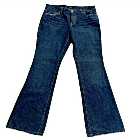 Calvin Klein Blue Jean Low Rise Flare Beaded Pocket Dark Wash Sz 10 #150N - Picture 2 of 12